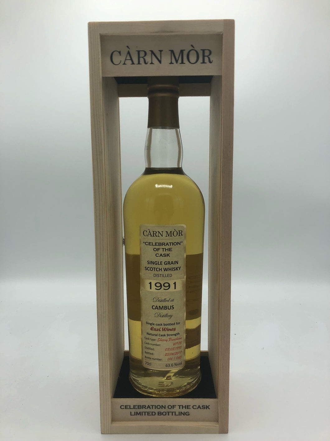 Cambus Carn Mor 1991 Single Grain Scotch Whisky Single Cask  #61975 for Exel Wines