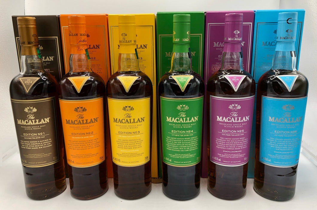 Macallan Editions Collection. Editions 1 to 6